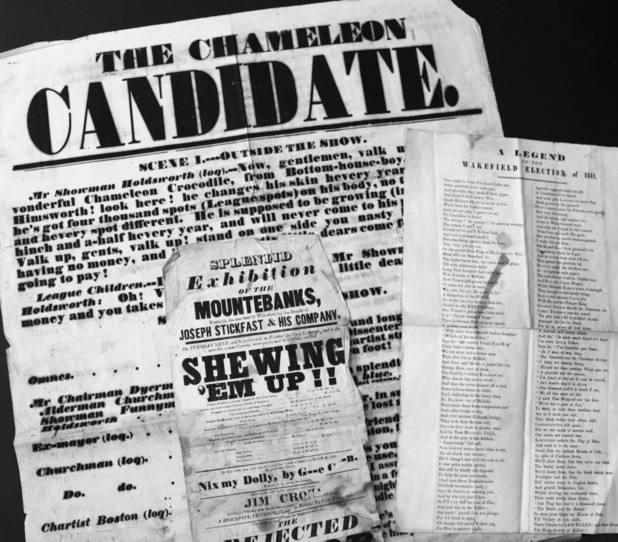 Image for A superb collection of 43 posters, handbills and election squibs relating to Parliamentary and Borough Elections for Wakefield from the nineteenth century.
