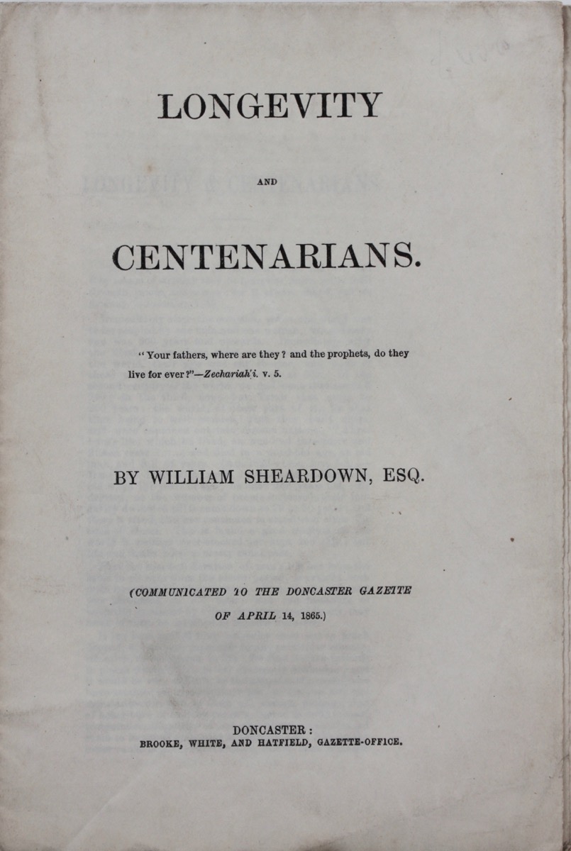 Image for Longevity and Centenarians. (Communicated to the Doncaster Gazette of April 14, 1865.)
