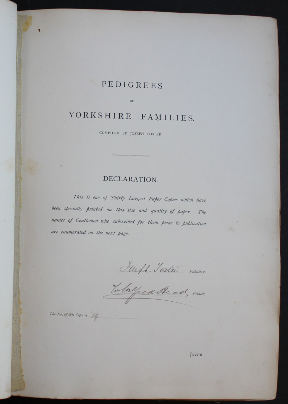 Image for Pedigrees of the County Families of Yorkshire.
