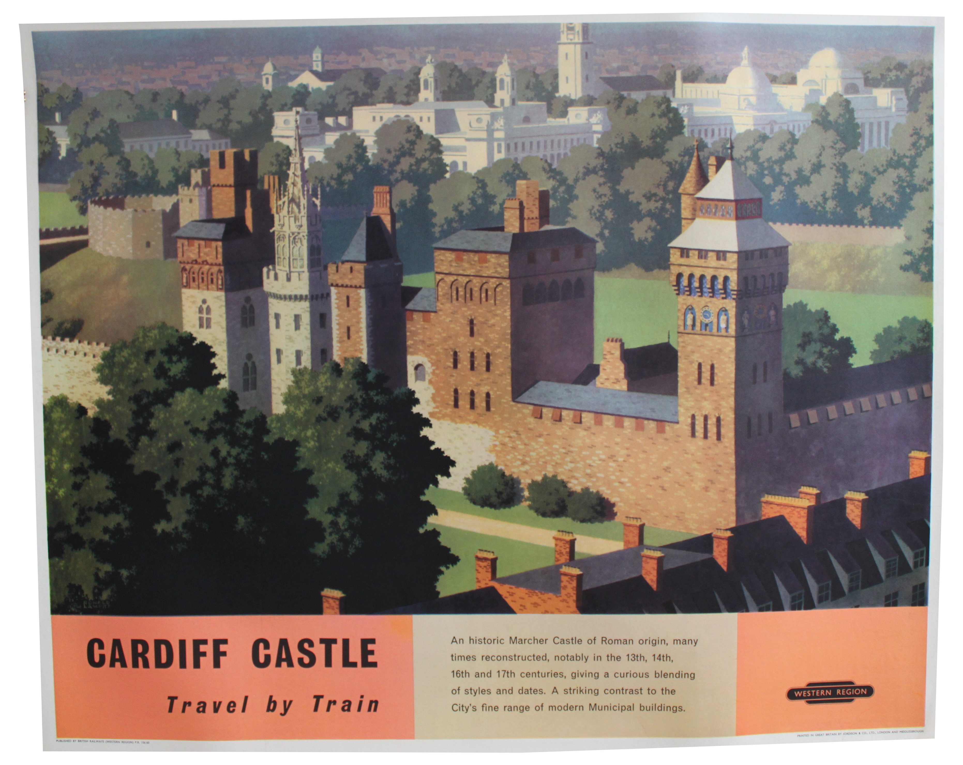 Vintage British Rail Cardiff Castle Railway Poster A3/A2/A1 Print