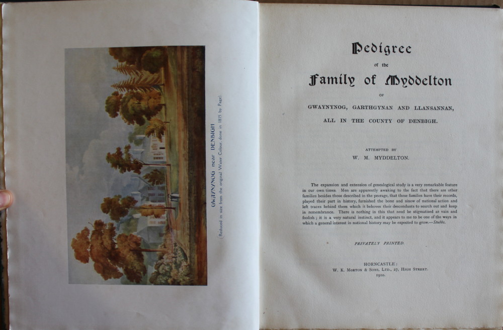 Image for Pedigree of the Family of Myddelton of Gwaynynog, Garthgynan and Llansannan, all in the County of Denbigh.