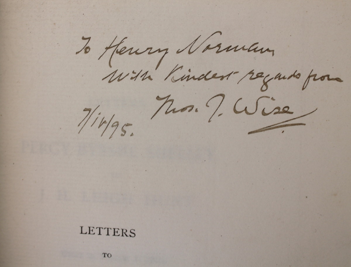 Letters From Percy Bysshe Shelley to J.H. Leigh Hunt. Edited by Thomas J. Wise. Image for Letters From Percy Bysshe Shelley to J.H. Leigh Hunt. Edited by Thomas J. Wise.