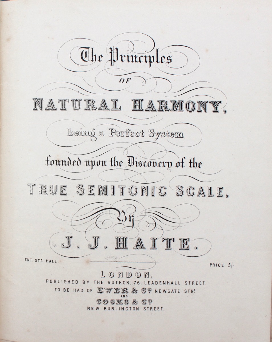 Image for The Principles of Natural Harmony, being a perfect system founded upon the discovery of the Semitonic Scale.