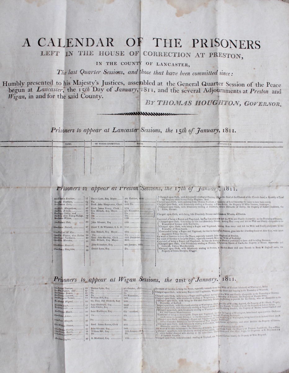 Image for A Calendar of the Prisoners Left in the House of Correction at Preston, in the County of Lancaster.