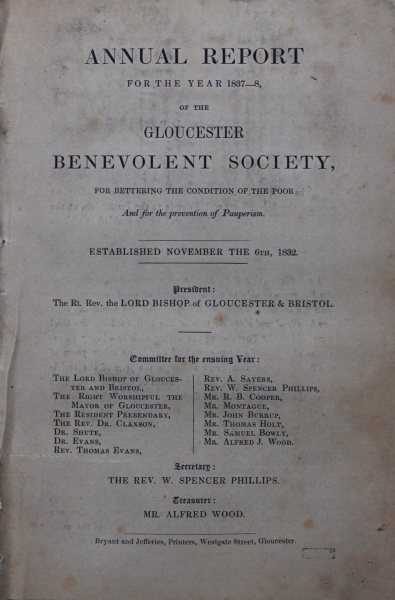 Image for Annual Report for the Year 1837-8, of the Gloucester Benevolent Society, for Bettering the Condition of the Poor and for the Prevention of Pauperism.