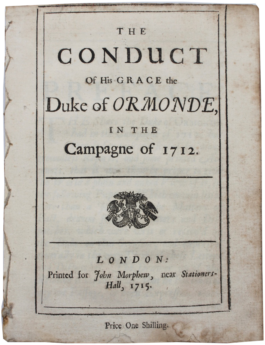 Image for The Conduct of His Grace the Duke of Ormonde, in the Campagne of 1712.