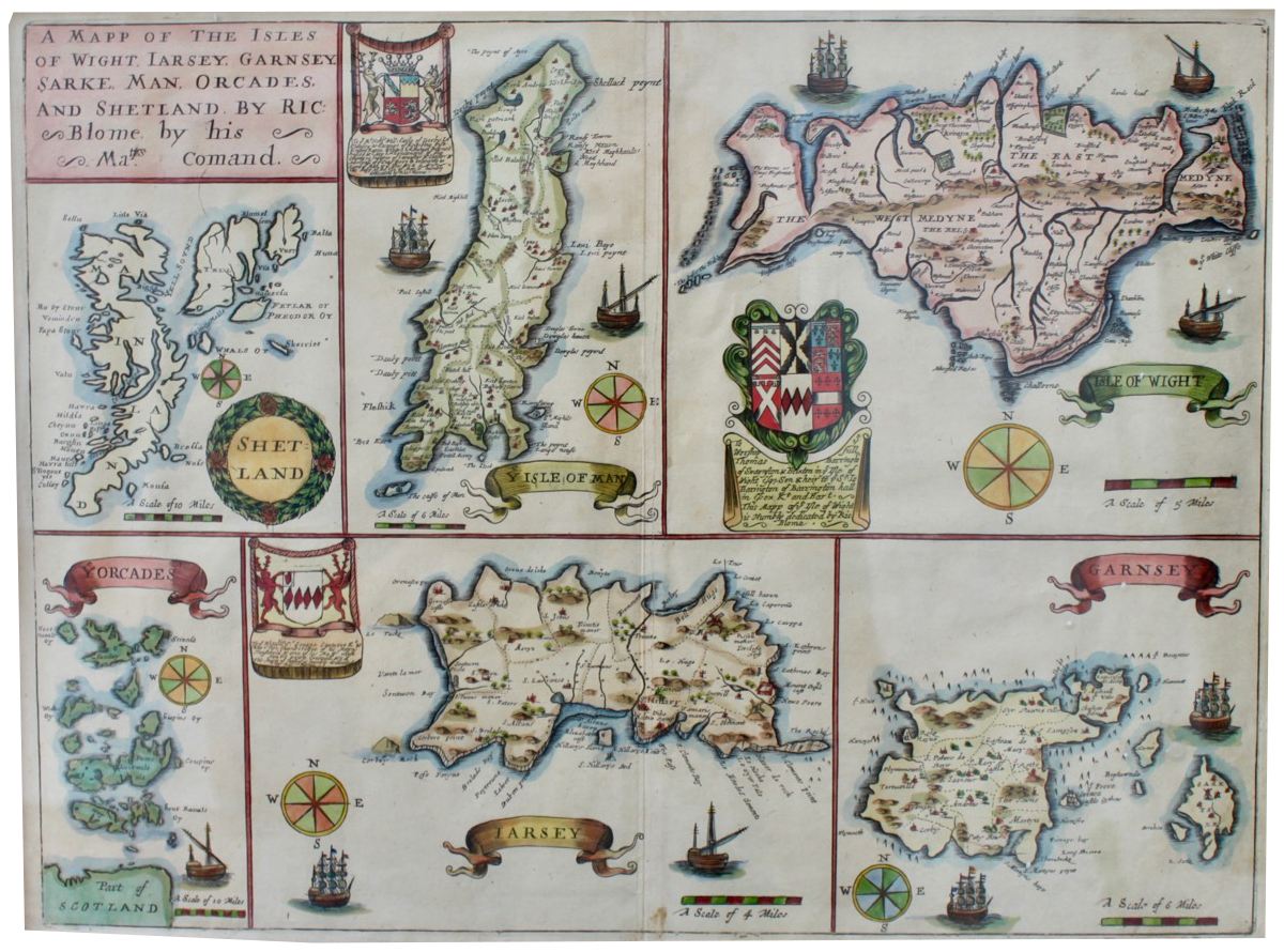A Mapp of the Isle’s of Wight, Jarsey, Garnsey, Sarke, Man, Orcades, and Shetland. Image for A Mapp of the Isle’s of Wight, Jarsey, Garnsey, Sarke, Man, Orcades, and Shetland.