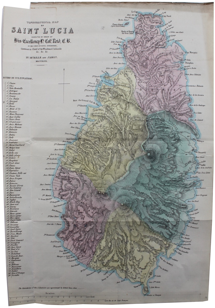 Image for Topographical Map of Saint Lucia executed by order of His Excellency Lt. Col. Reid of the Corps of Royal Engineers, Governor-in-Chief of the Windward Isles.