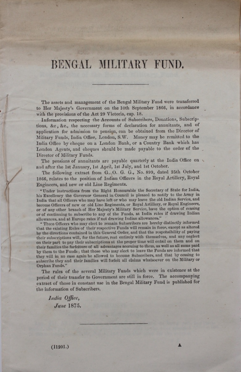 Image for Bengal Military Fund.