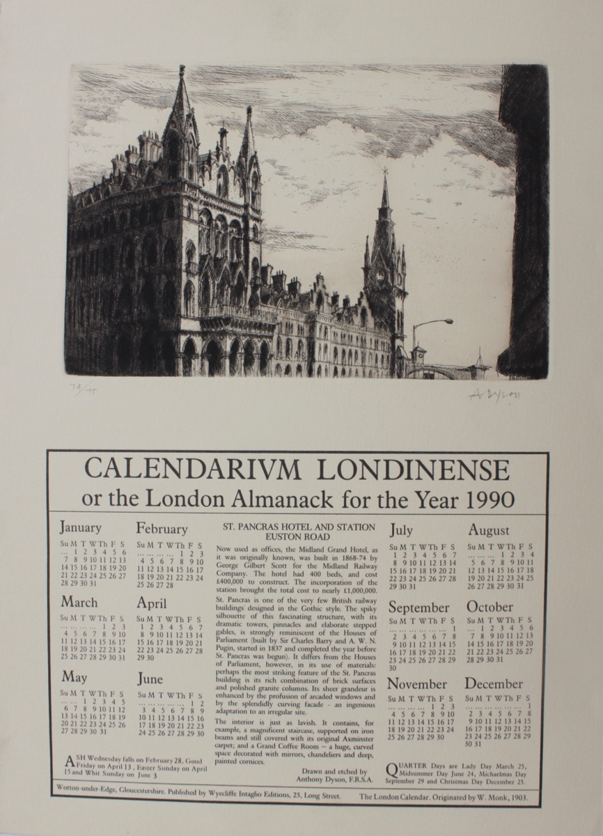 Image for Calendarium Londinense, or the London Almanac for the Year 1990. St. Pancras Hotel and Station Euston Road.