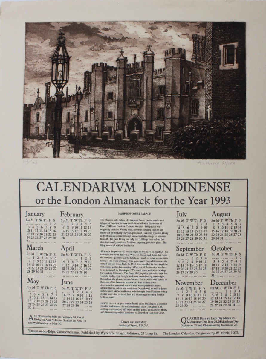 Image for Calendarium Londinense, or the London Almanac for the Year 1993. Hampton Court Palace.