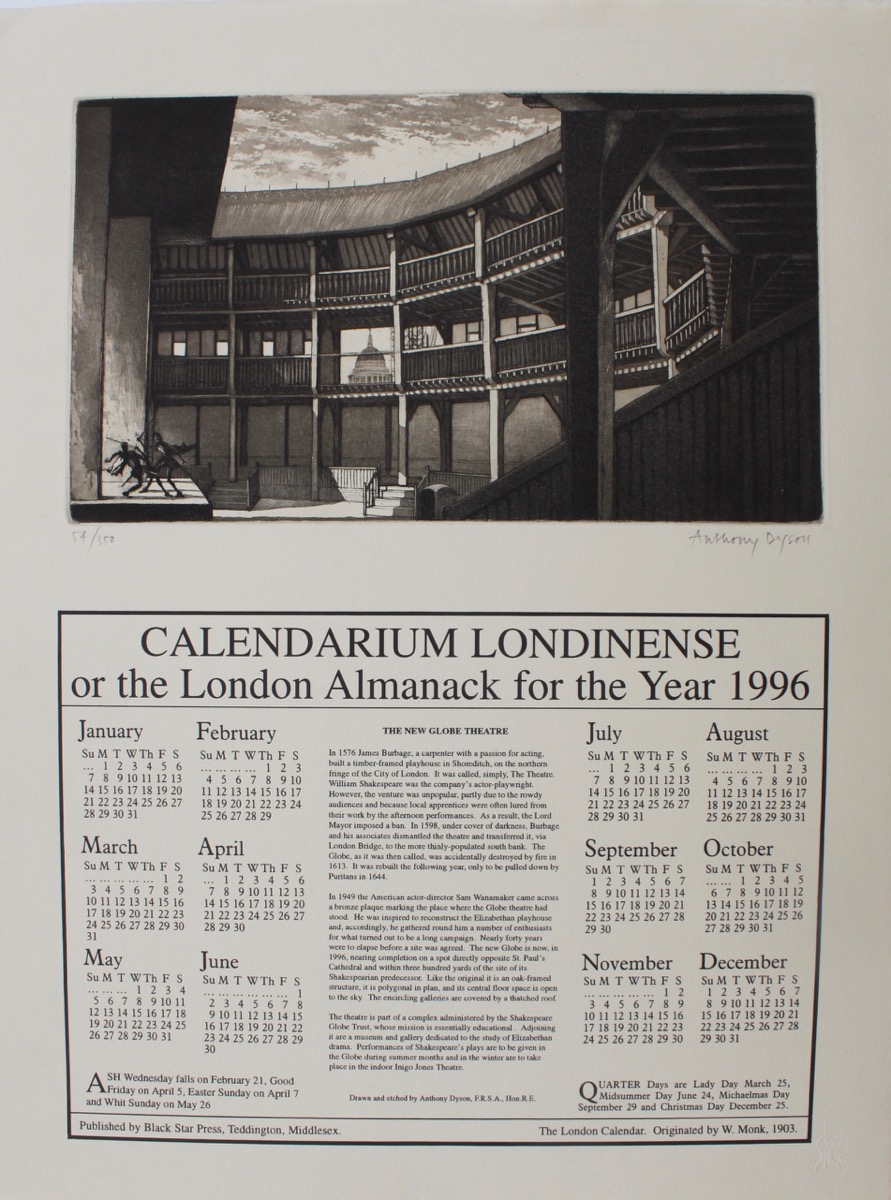 Image for Calendarium Londinense, or the London Almanac for the Year 1996. The New Globe Theatre.