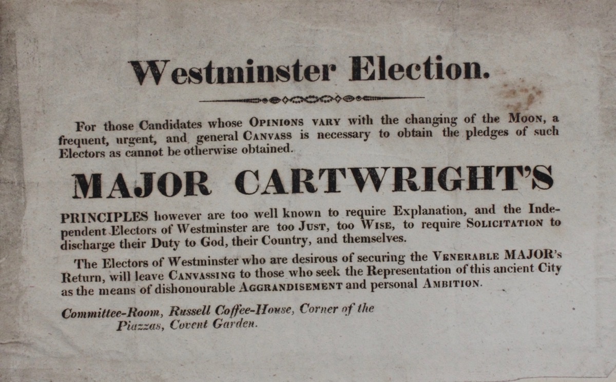 Image for For Those Candidates whose Opinions Vary With the Changing of the Moon...Major Cartwright.