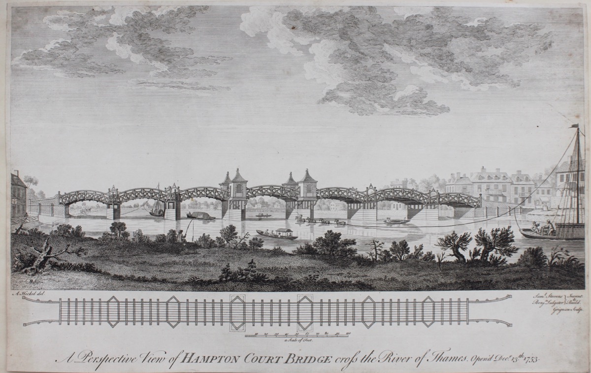 Image for A Perspective View of Hampton Court Bridge Cross the River Thames. Open’d Decr. 13th 1753.