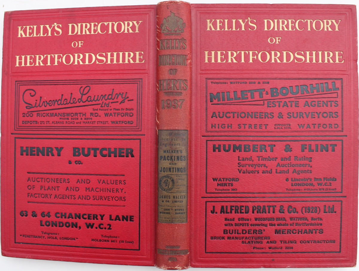 Image for Kelly’s Directory of Hertfordshire with coloured map. 1937.